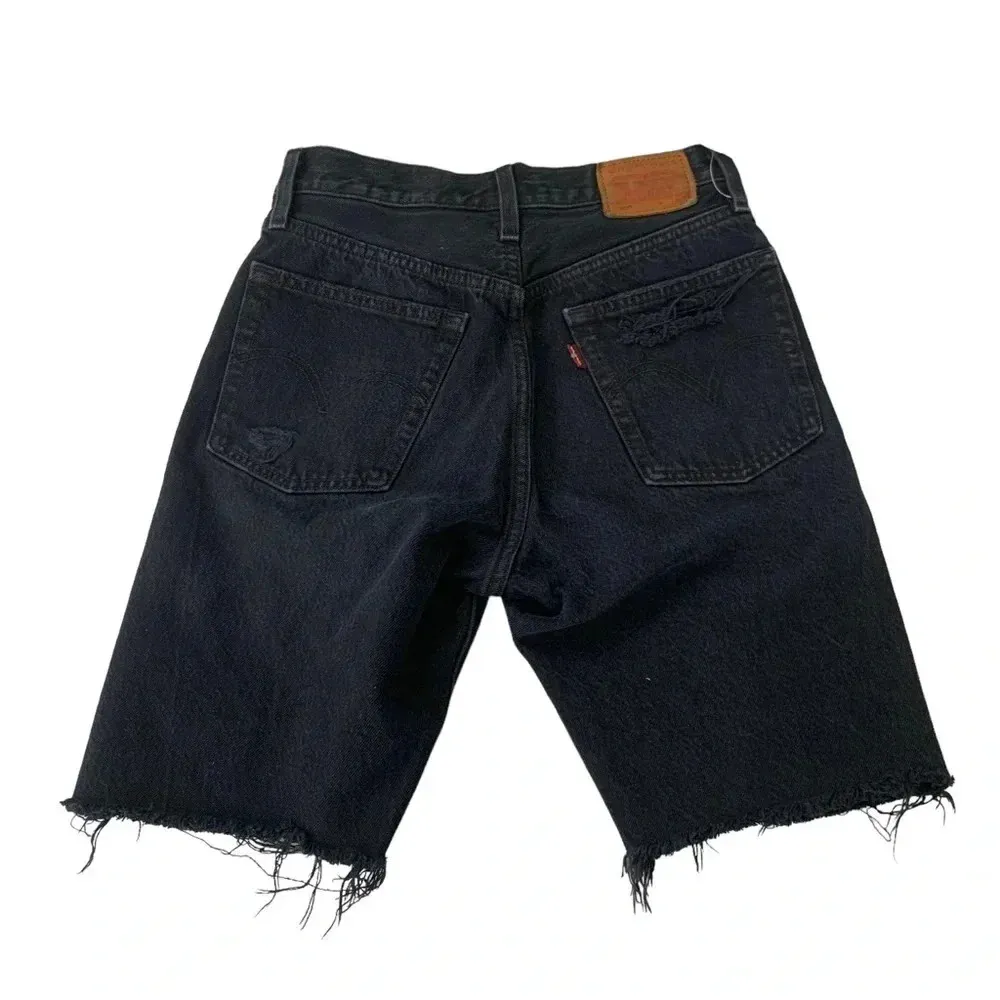 Levi’s 501 Ripped Slouch High Rise Denim Shorts Washed Black Size 24 NWT - Image 7