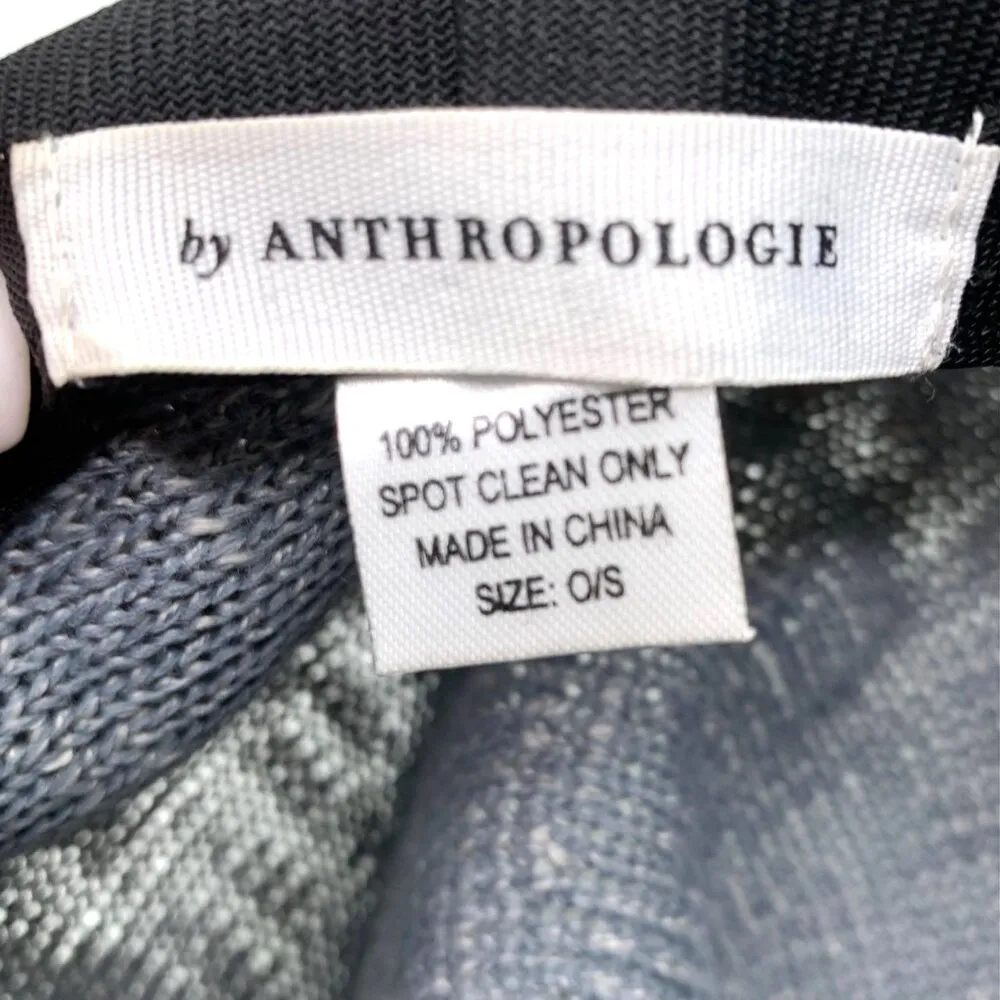 Anthropologie Gray Woven Fedora Sun Hat Brown Faux Leather Band Beach Resort - Image 7