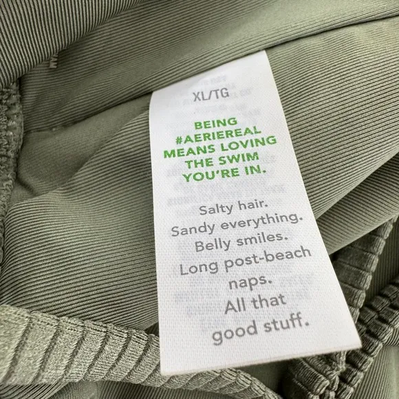 Aerie Shine Rib One Shoulder Bandeau‎ Bikini Top Olive fun Size XL NWT - Image 4