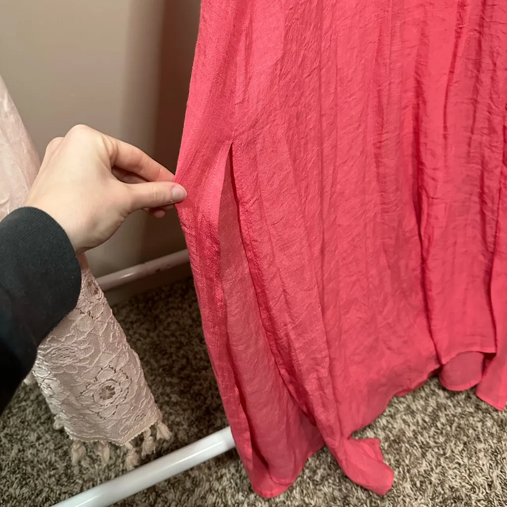 L Love Pink Short Sleeve Flowy Maxi Dress size small - Image 5