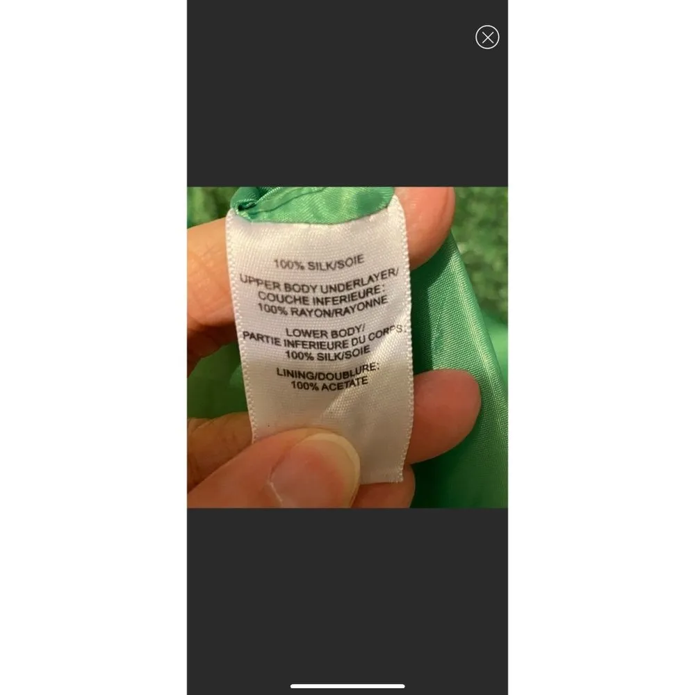 $525 Robert Rodriguez 4 6 Mini Dress Sequins Beads Green Silk Party Cocktail - Image 8