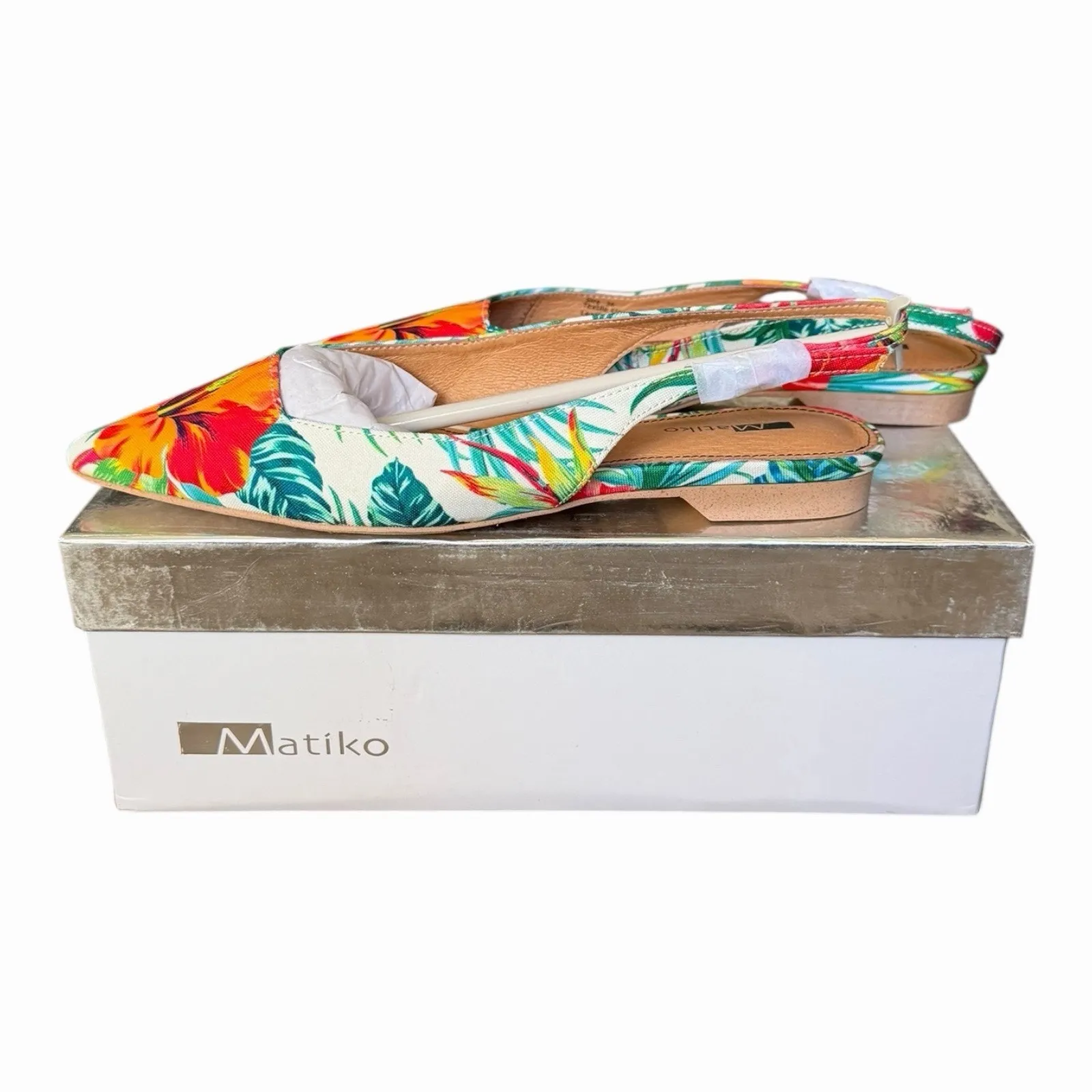 Matiko Shoes Womens Size 37 Hawaiian Floral Slingback Pointed Toe Flats - Image 3