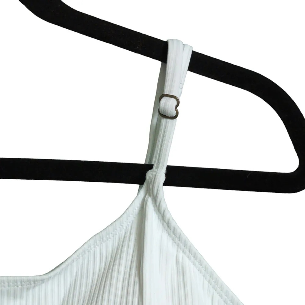 Andie Laguna Rib One Piece White Scoop Low Back Adjustable Cheeky Bottom Swim L - Image 5