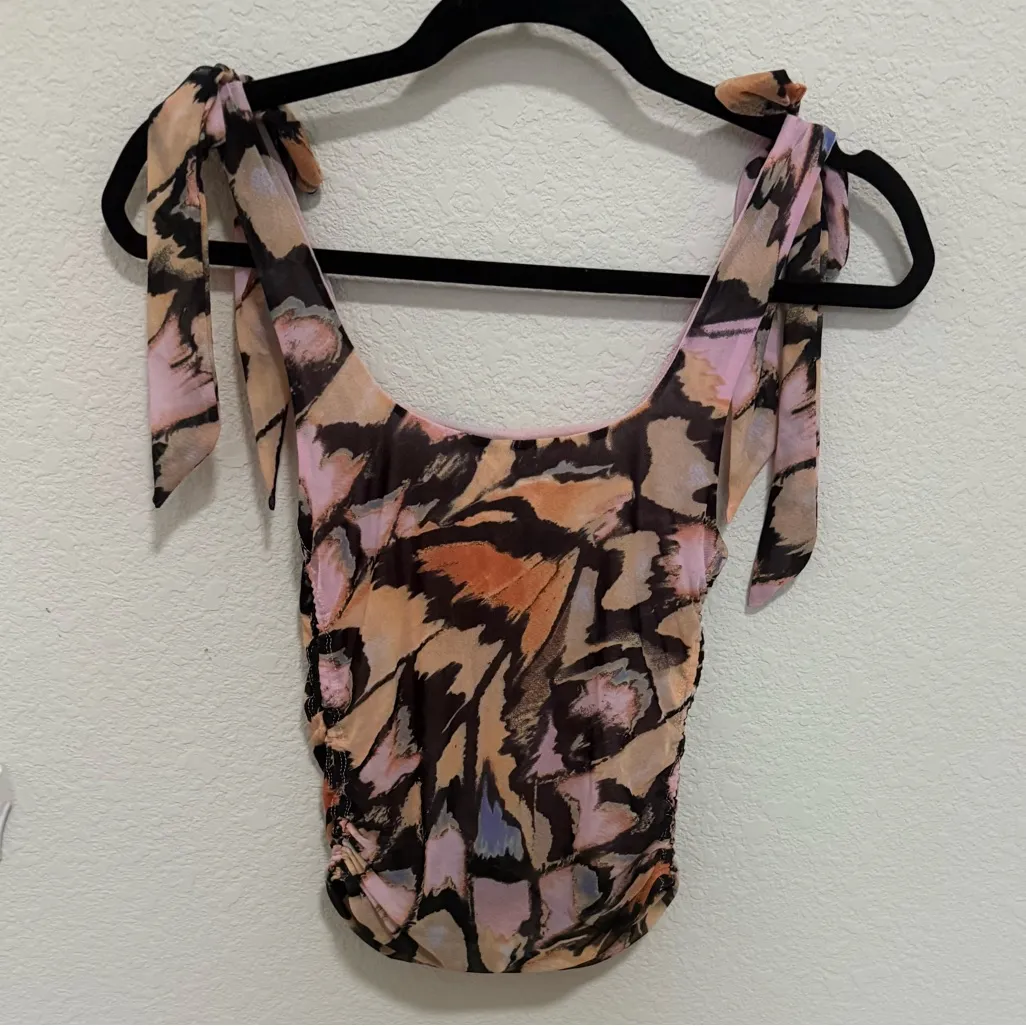 Free People Avenue Ribbon Tank Top Pink Combo Size Medium M NEW Y2K - Image 11