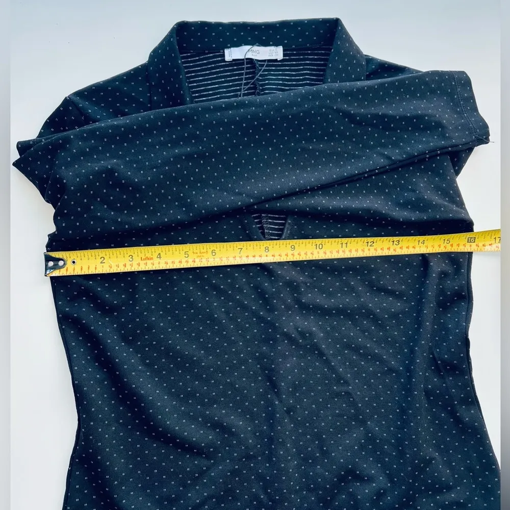 Mango suit Womens black polka dot dress v neck collar mini 3/4 sleeve XS - Image 5