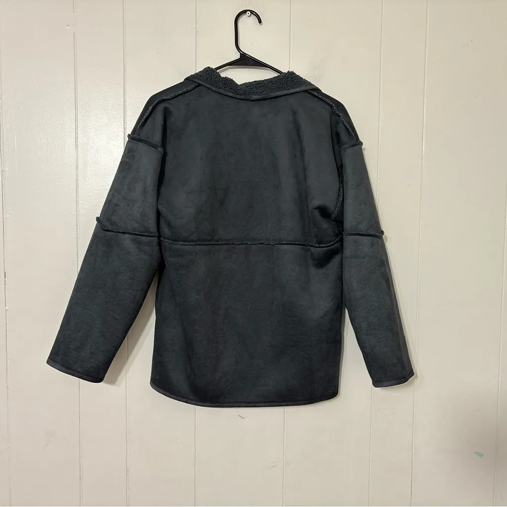 Banana Republic Reversible Vegan Suede Sherpa Jacket Gray Size XS NEW - Image 11