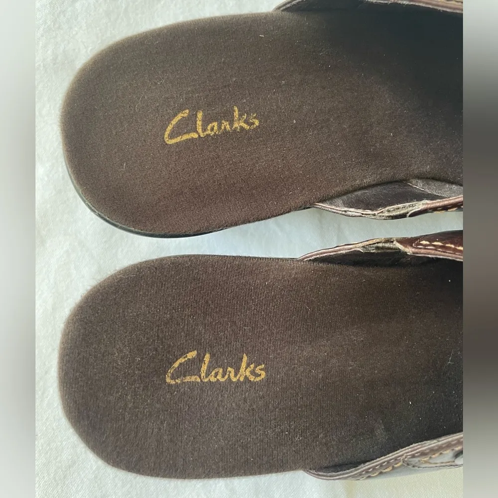 Clarks Aimee Women’s Brown Leather Slip-On Shoes Mules Clogs Mob Wives - Image 6