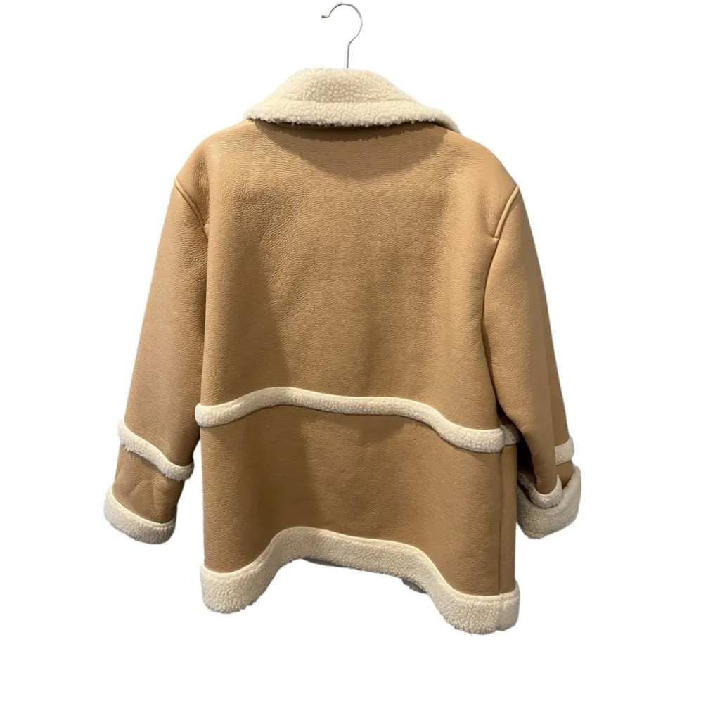 Avec Les Filles Anthropologie Darylane Tan Shearling Coat Jacket Size XL Women - Image 8
