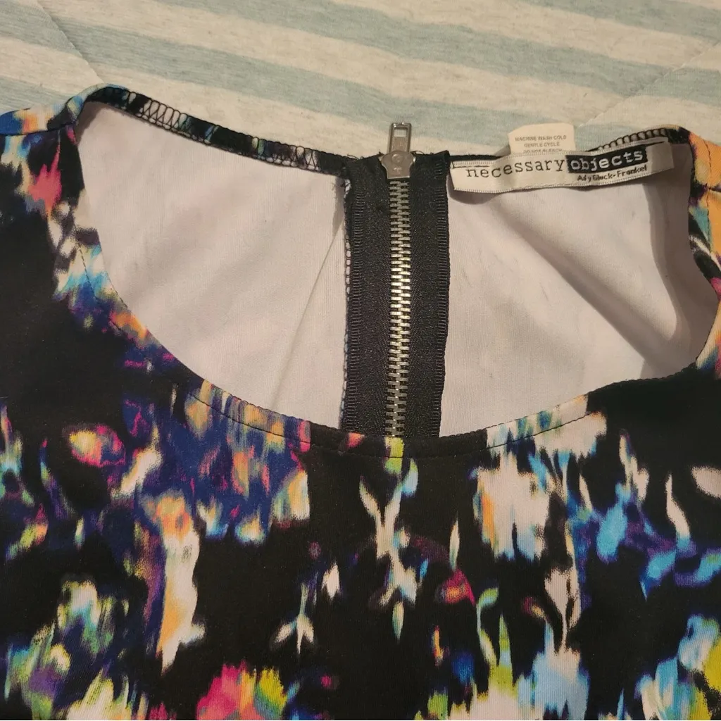 Necessary Objects Black and Blue Sleeveless A-Line Mini Dress - Image 2