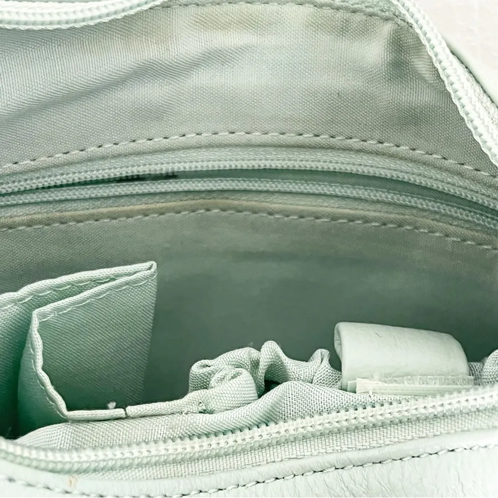 STONE MOUNTAIN Green Soft Leather Adjustable Strap Zipper Closure Shoulder Bag - Image 12