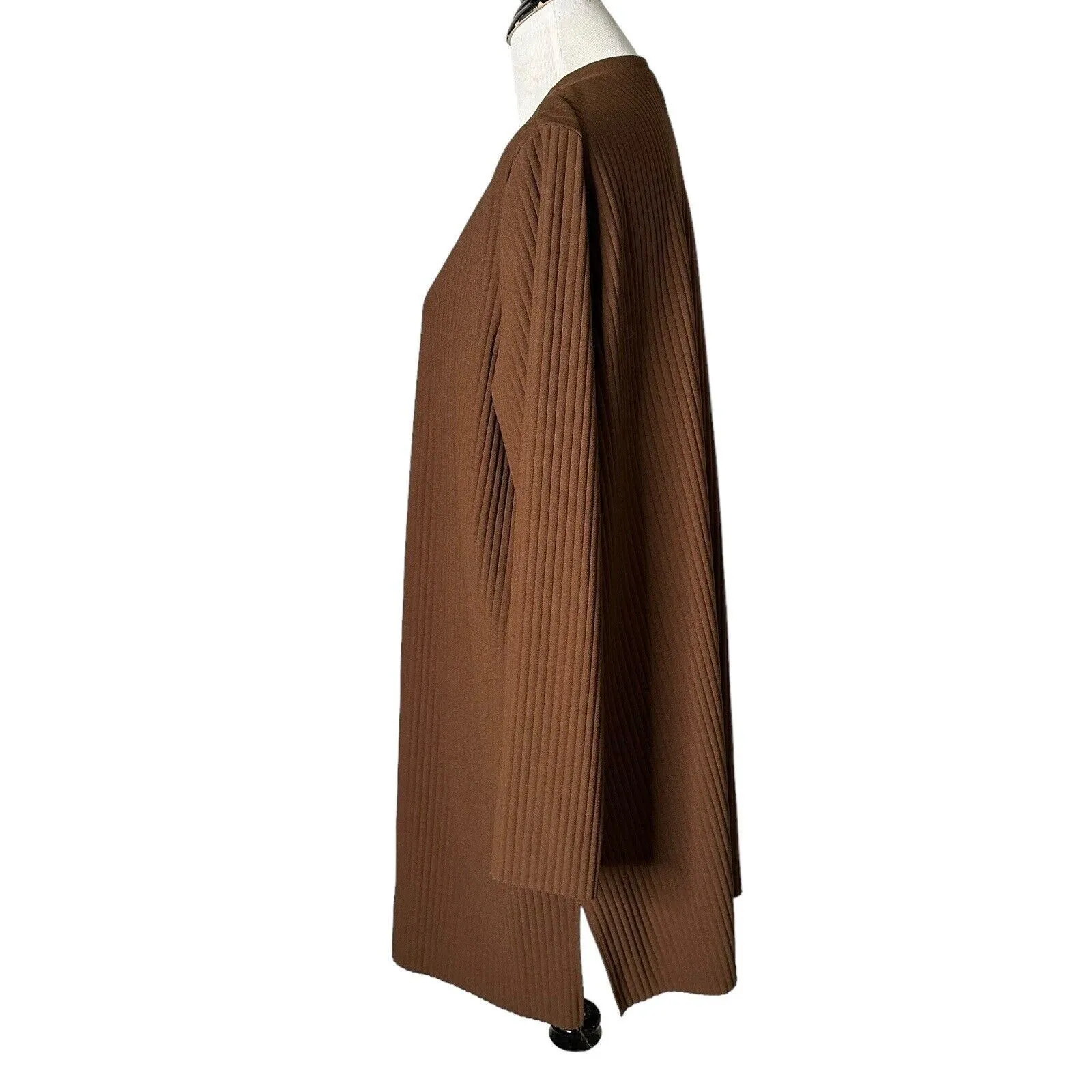 Marc New York‎ Andrew Marc Open Front Kimono Duster Pleated Brown Women Size XL - Image 2