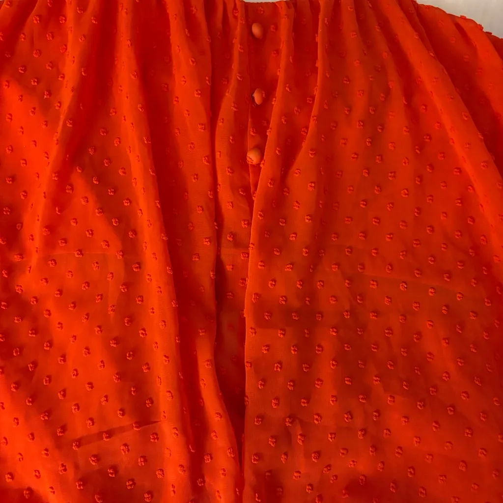 Shinestar Juniors XL Orange Sheer Puff Sleeve Bustier Crop Top - Image 6