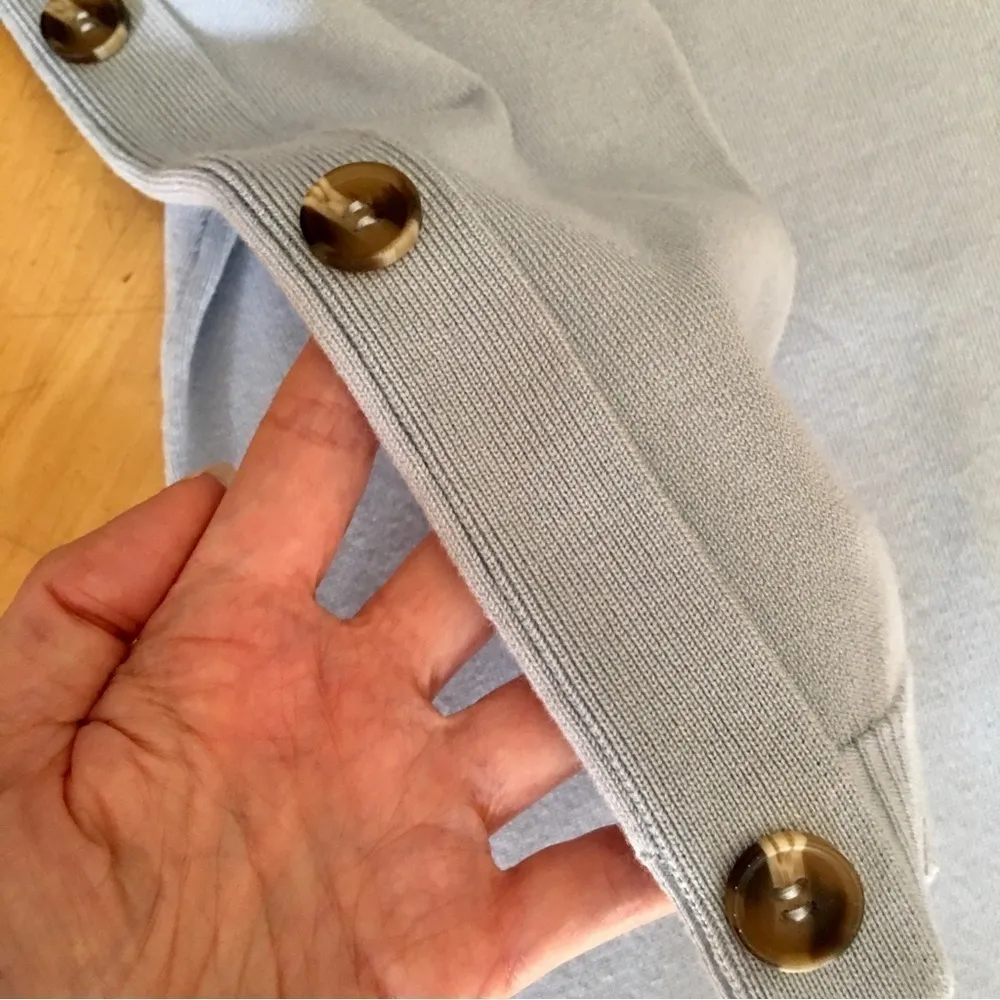🌺 Cable & Gauge Sweater with Buttons, Light Blue, Size S - Image 6