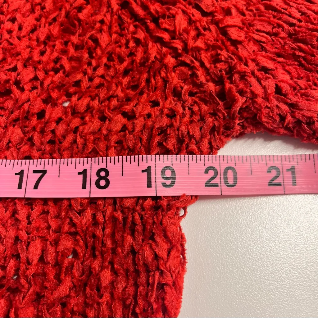 Imperfect y2k 100% silk top large crochet style crinkle red baddie going out top - Image 4