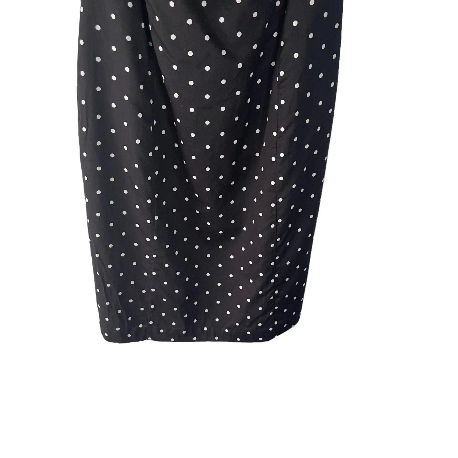 Worthington Size 14 XL Black White Polka Dot Rufle‎ Sleeve Black Dress - Image 3