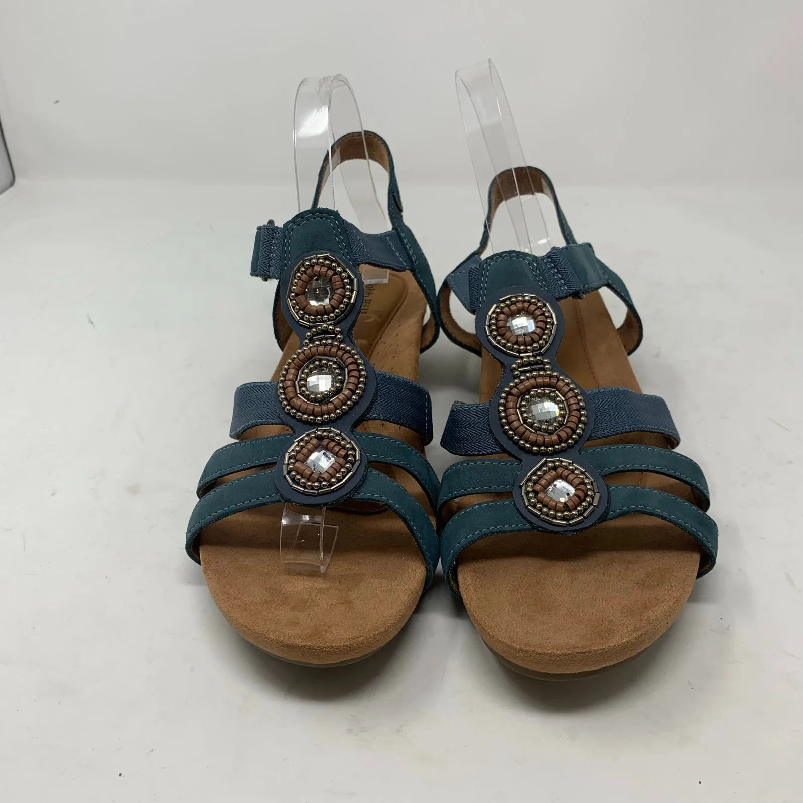 Cobb Hill Hollywood Jewel Wedge Sandal Moroccan Blue Suede Leather Size 10 - Image 10