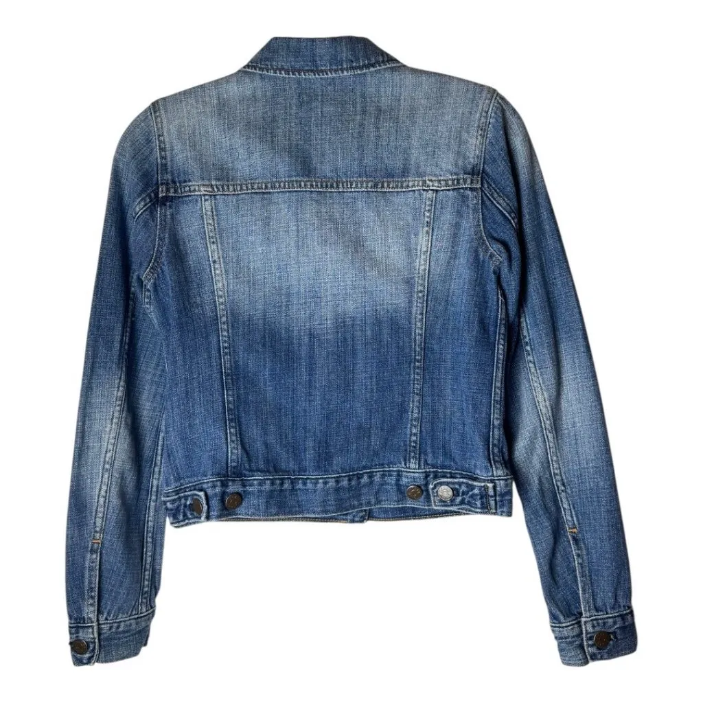 J Crew Jacket Women XXS Blue‎ Indigo Classic Denim Button Front Jean Outdoor - Image 4
