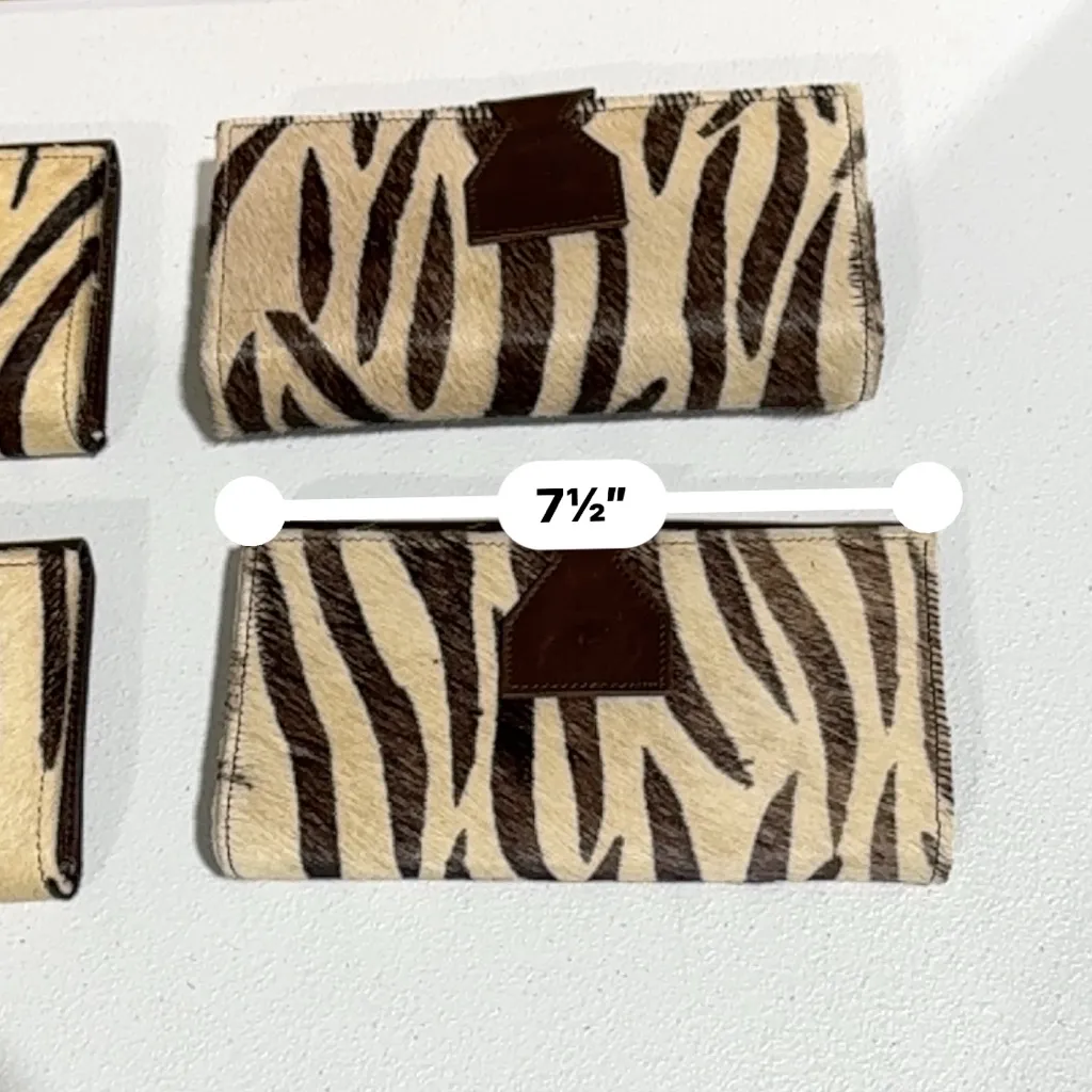 Lot Of 4 Real Handmade Animal Print Fur Leather Loop Closure Wallet/Hand Clutch - Image 14