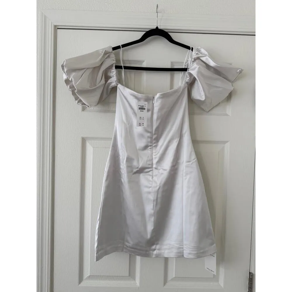 NWT Abercrombie Satin Puff Sleeve Dress size M White Size M - Image 2