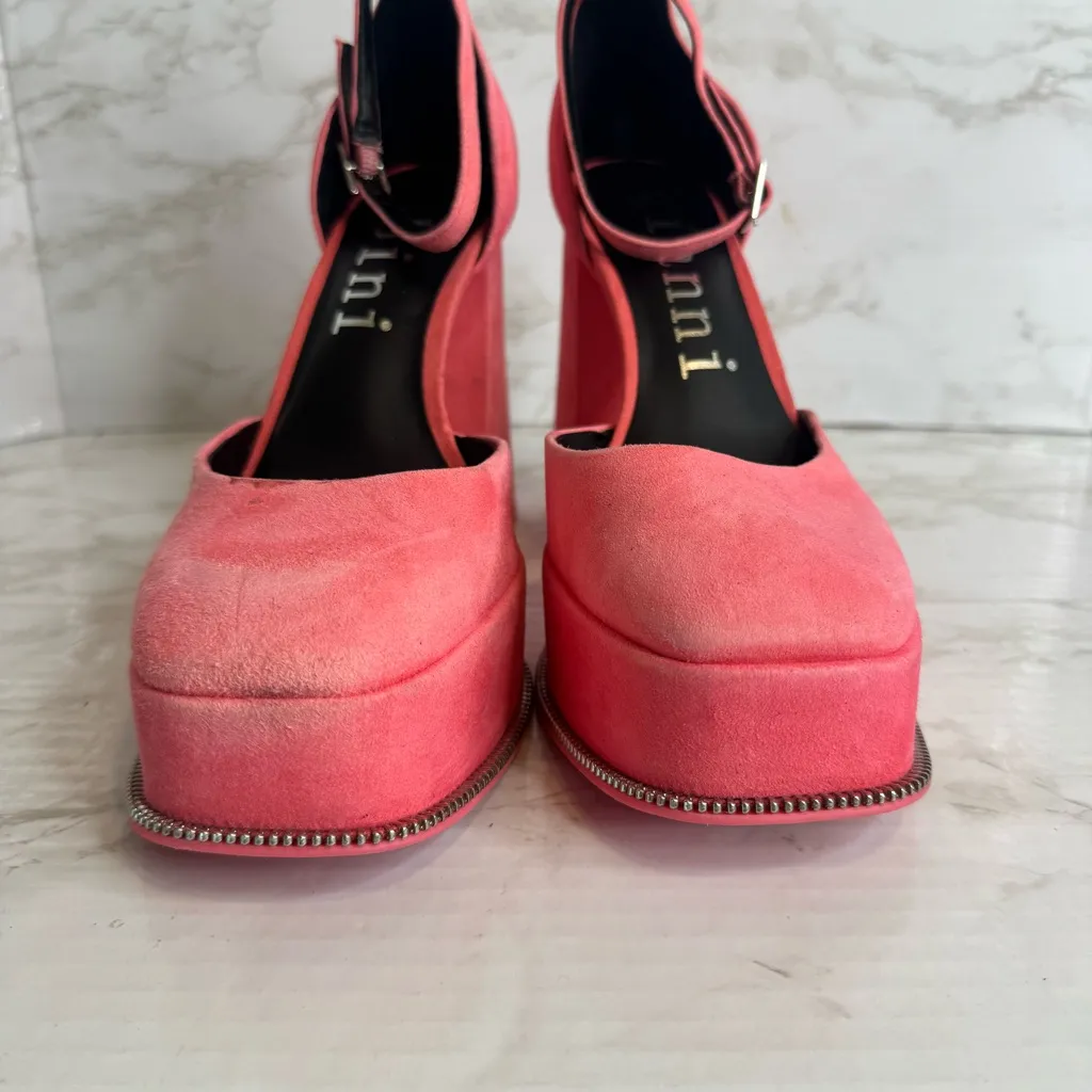 Gianni Bini OTTEN Suede Ankle Strap Platform Pumps Size 6.5 M Barbie cute girly Pink - Image 5