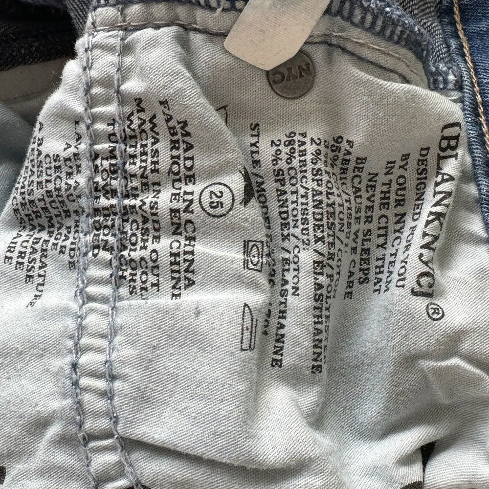 Blank NYC SZ 25 High & Low Skinny Crop Jeans Patchwork Zip-Fly Frayed Step Hem - Image 12