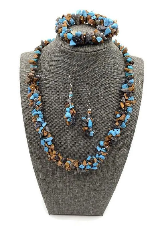 Vintage Y2K Multicolor Beaded Gemstones Necklace Set Of 3 Silver Tone Chic  - Image 6