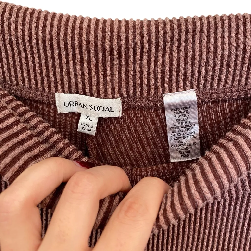 Urban Social Ribbed Foldover Waist Flare Leg Pants & Long Sleeve Henley Set - Image 5