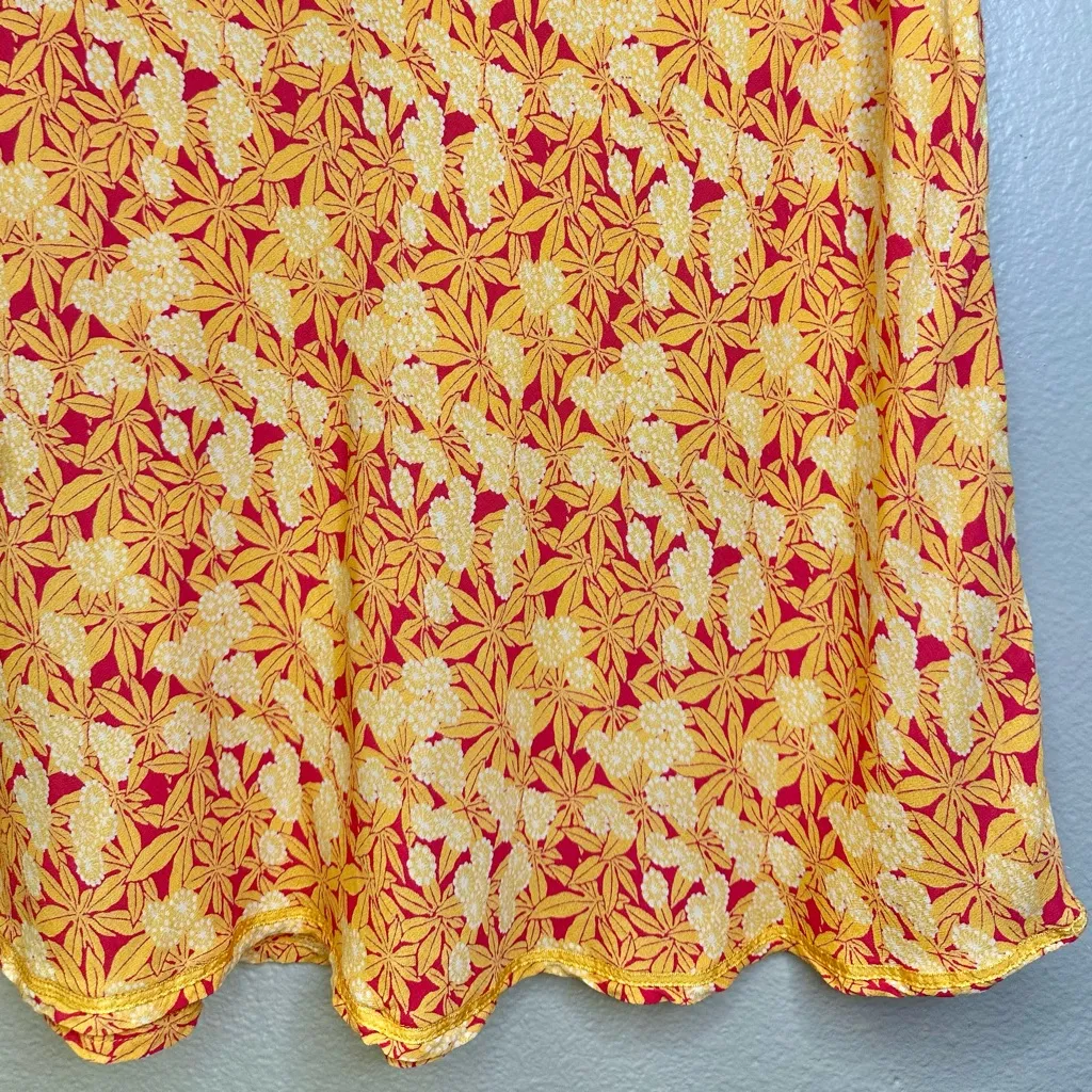 GAP Vintage Y2K 2001 Floral Yellow Red Orange Flowy Skirt - Image 4