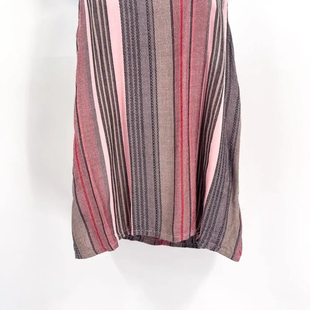 2/$30 Striped Boho Gauzy Sleeveless Halter Neck Tank Top Relaxed Fit Harper - Image 3