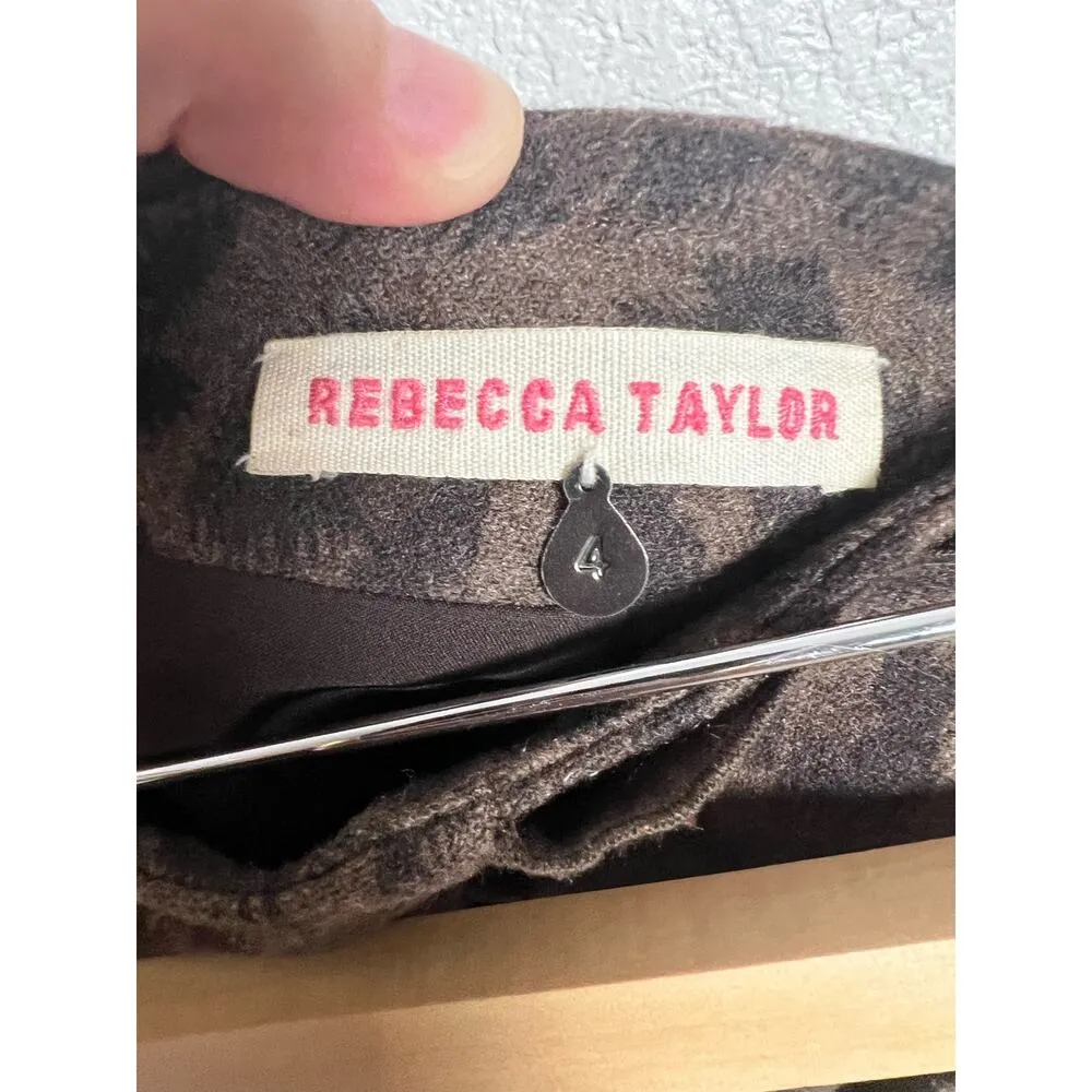 Rebecca Taylor Leopard Animal Print Wool Asymmetrical Ruffle Mini Skirt Size 4 - Image 6