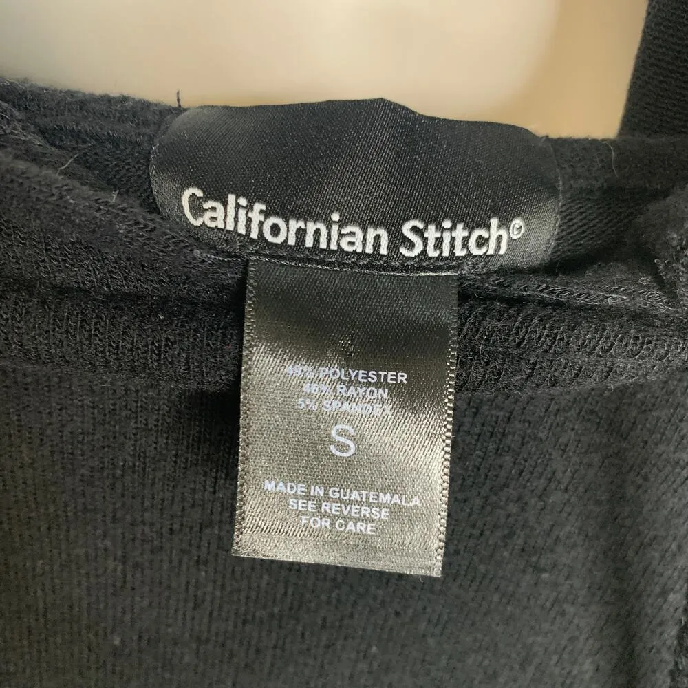 California Stitch Black Cropped Hoodie Lightweight Sz Small - Image 4