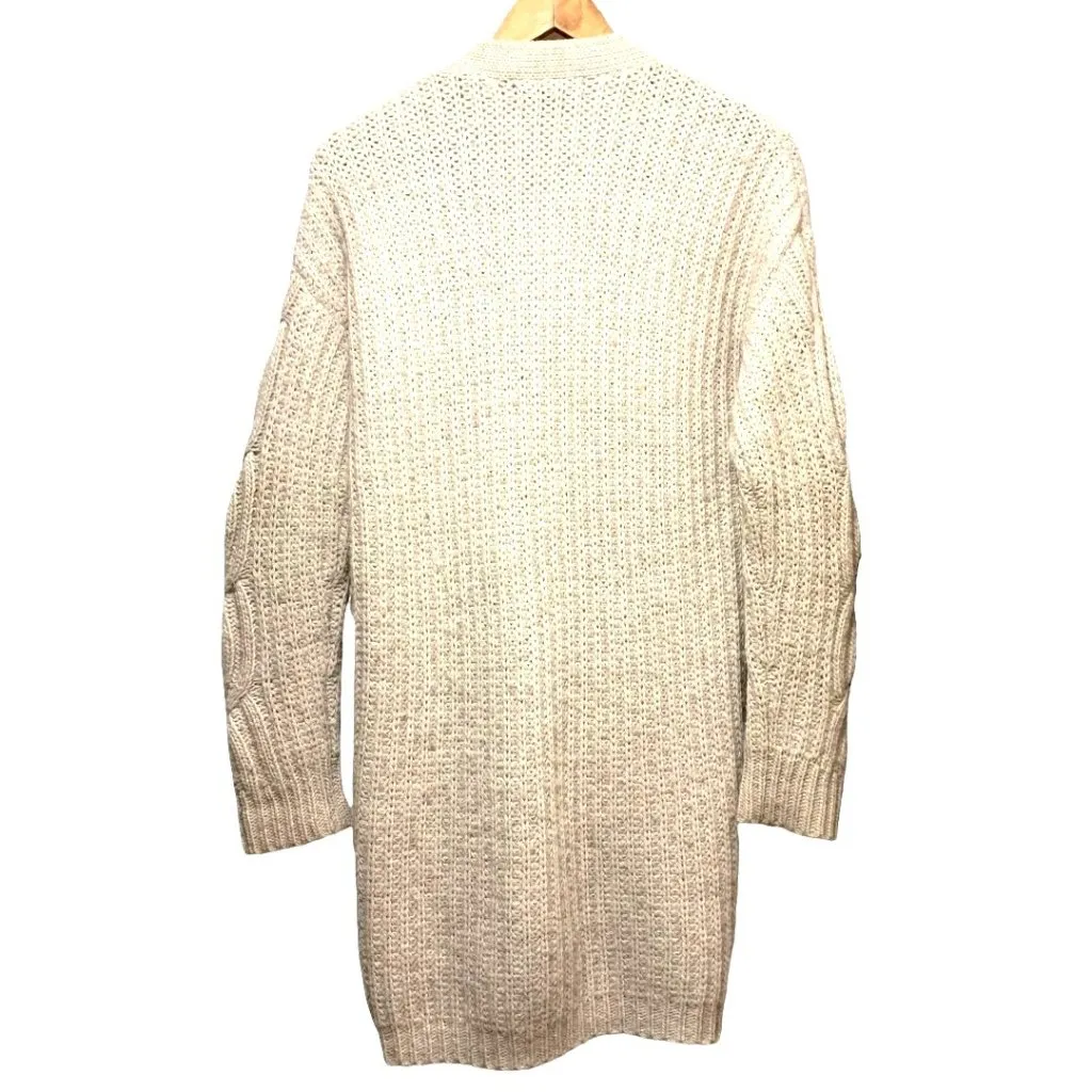 Banana Republic Italian Yarn Oversize Cardigan Sweater Cable Knit Beige Chunky S - Image 7
