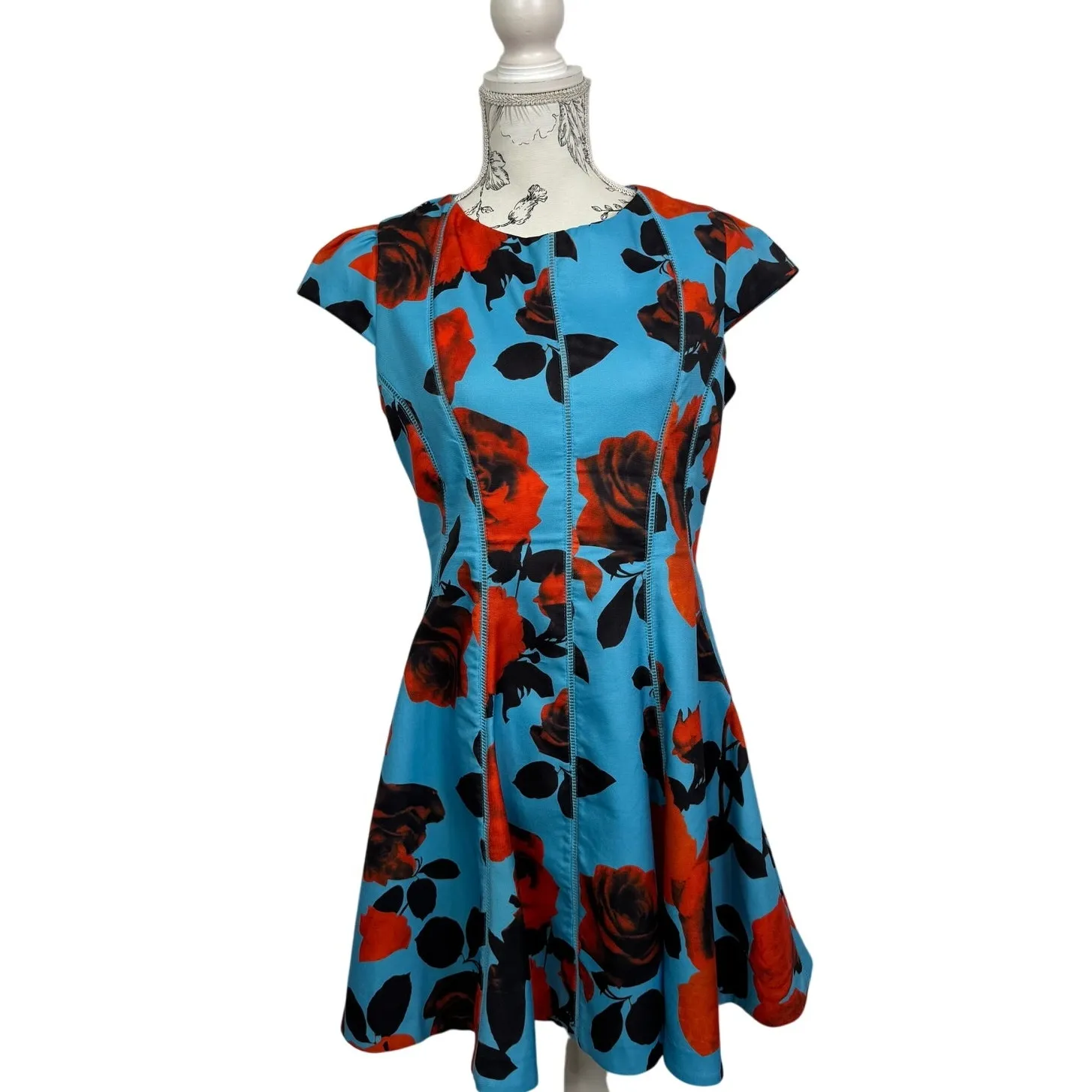 Gracia‎ Floral Fit & Flare Rockabilly Mini Dress Size L - Image 2