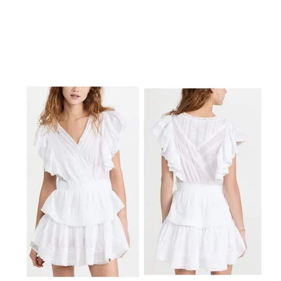 Blue Island White Ruffled Mini Sundress M - Image 2