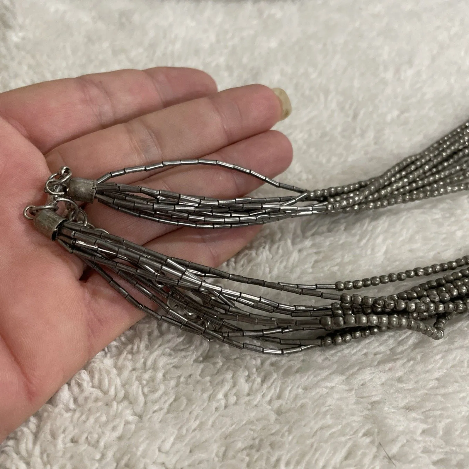 Pyrite Gun Metal Multi-strand Necklace - Image 4