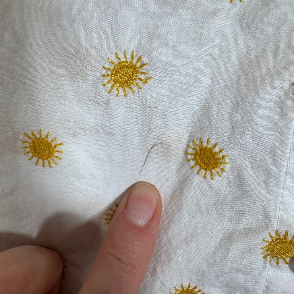 Madewell White Yellow Sun Embroidered Short Sleeve Button Down Shirt Womens S - Image 8