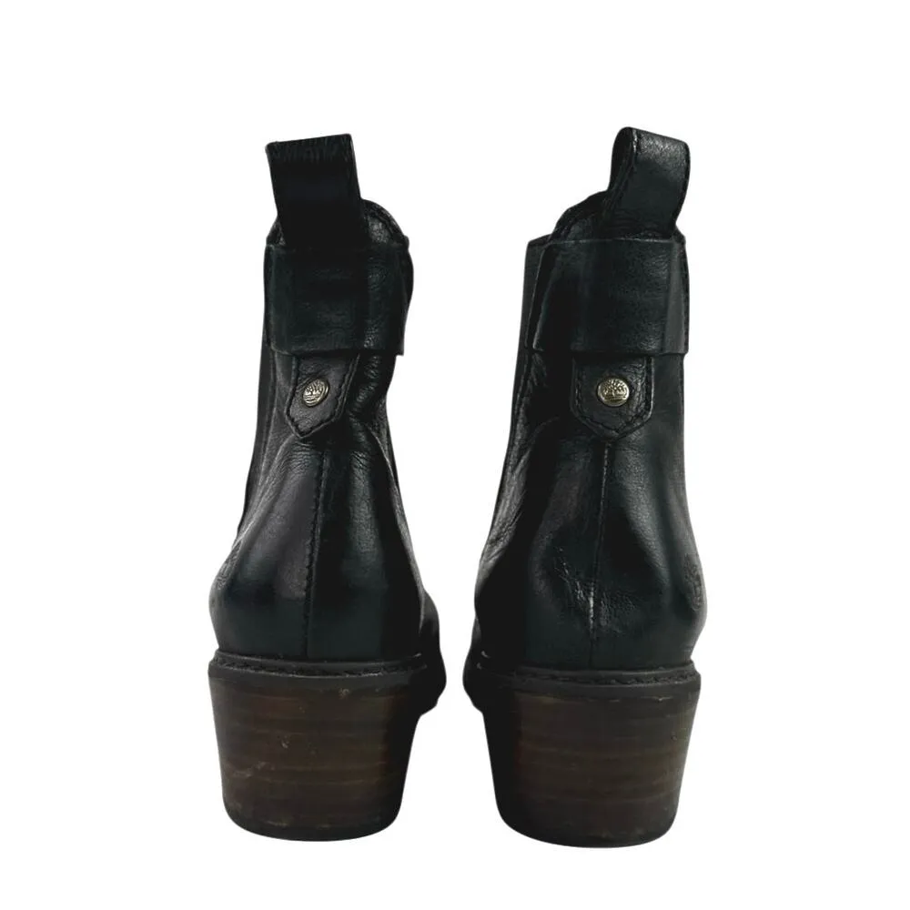 Timberland Sutherlin Bay Women's Black Leather Slip-On Chelsea Ankle Boots 7 - Image 3