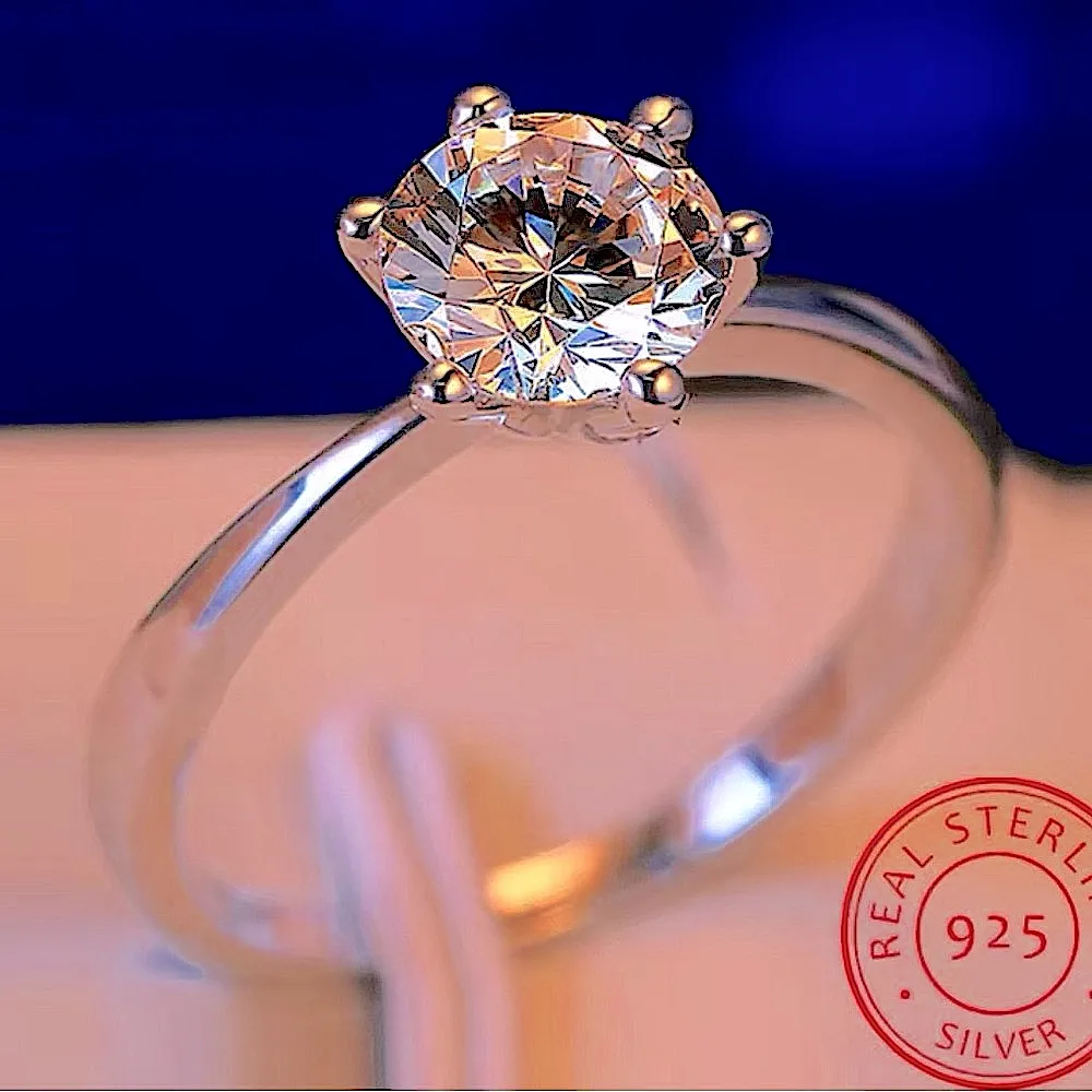 1Ct Platinum Round Brilliant Cut Simulated Diamond Ring‎ - Image 4