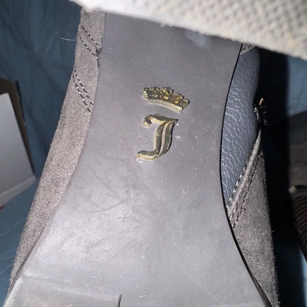 Juicy Couture Brown Suede Zip Platform Chunky Block Ankle Booties Sz 7.5 - Image 7