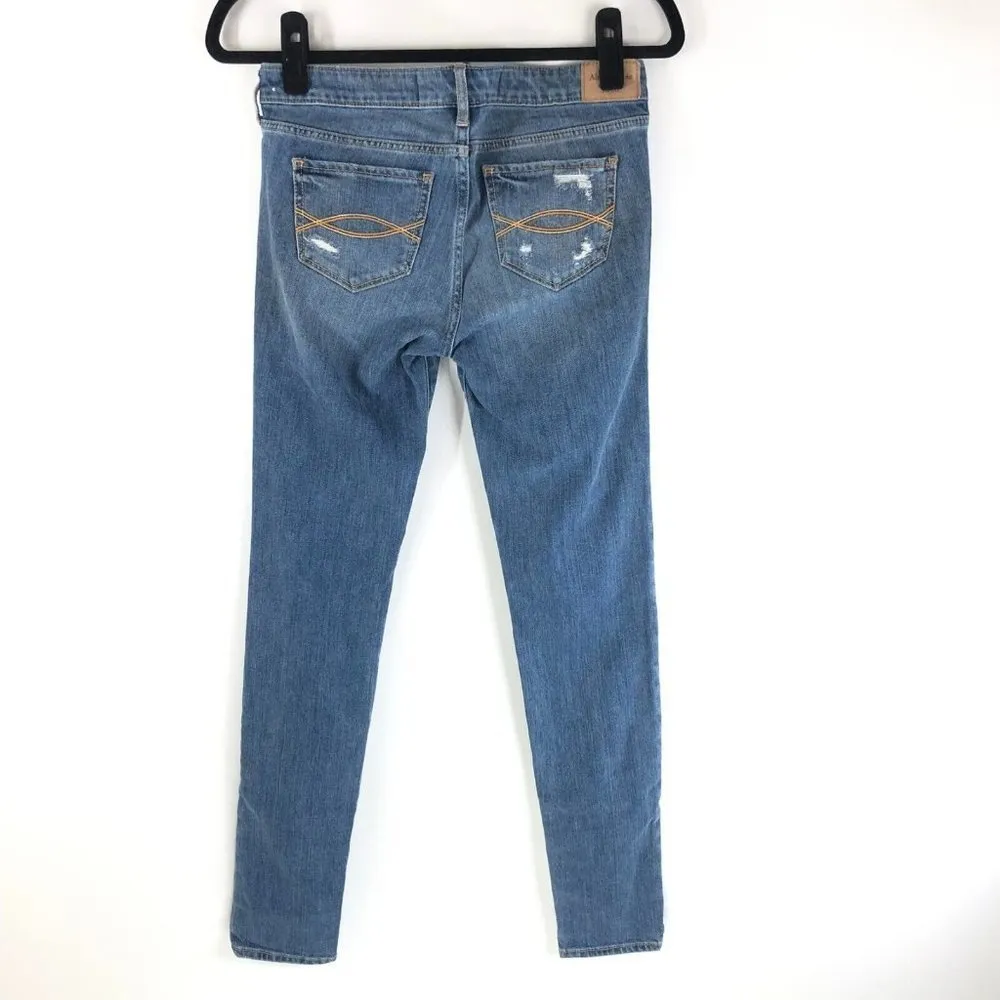 Abercrombie & Fitch Womens Jeans Skinny Low Rise Distressed Embroidered 4 - Image 3