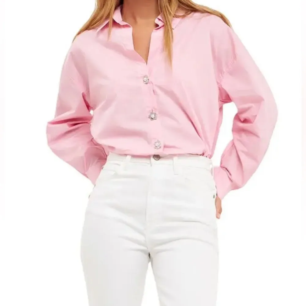 English Factory Light Pink Button-Down Shirt Size L - Image 2