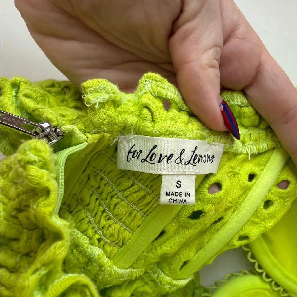 For Love & Lemons Sadie Lime Brat Green Corset Crop Top S - Image 7