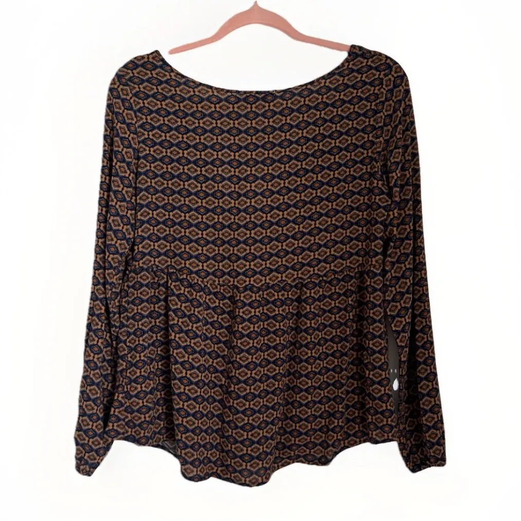 Willow&root Brown and Blue Long Sleeve Relaxed Blouse Size Medium - Image 4