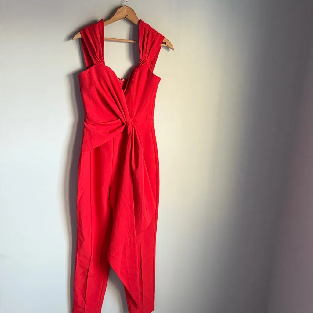 Lavish Alice Red Off The Shoulder Tailored Jumpsuit 6 - Image 3