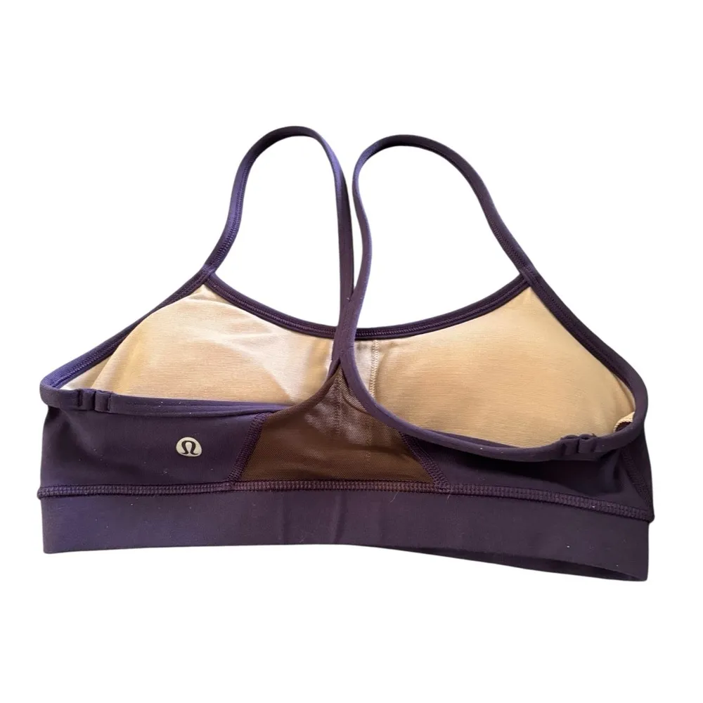 Lululemon Flow Y IV Sports Bra Light Support Purple Size 4 Padded Yoga Workout - Image 2