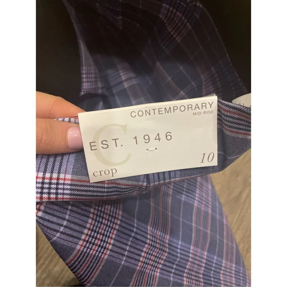 Est. 1946 Cato Blue Plaid Cropped Pants New 10 Contemporary Mid Rise - Image 4