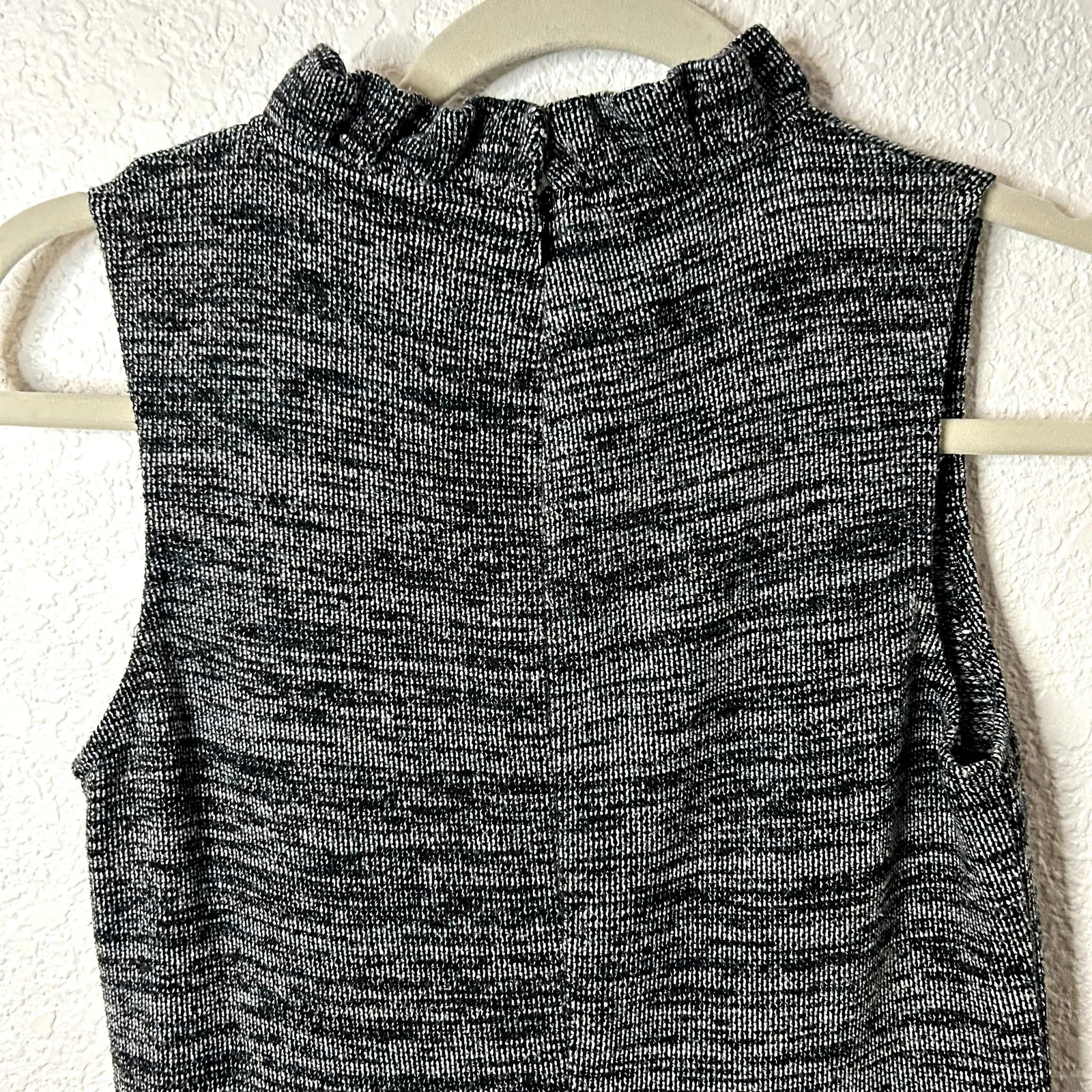 Ganni Anthropologie Pinnacle Tweed Knitted Ruffle Mock Neck Dress Medium - Image 11