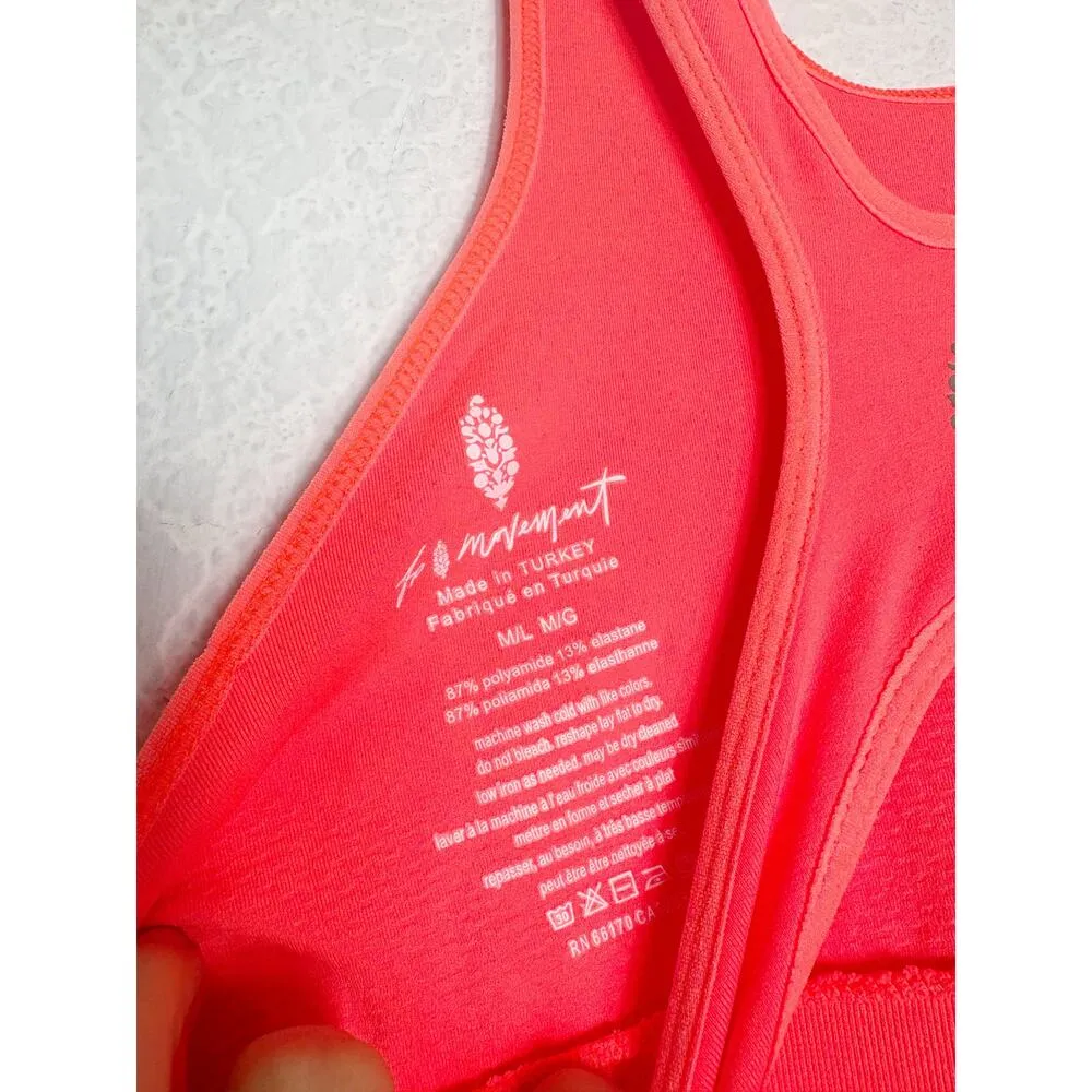 Free People FP Movement Every Single Time Runsie Size M/L Neon Coral Romper - Image 5