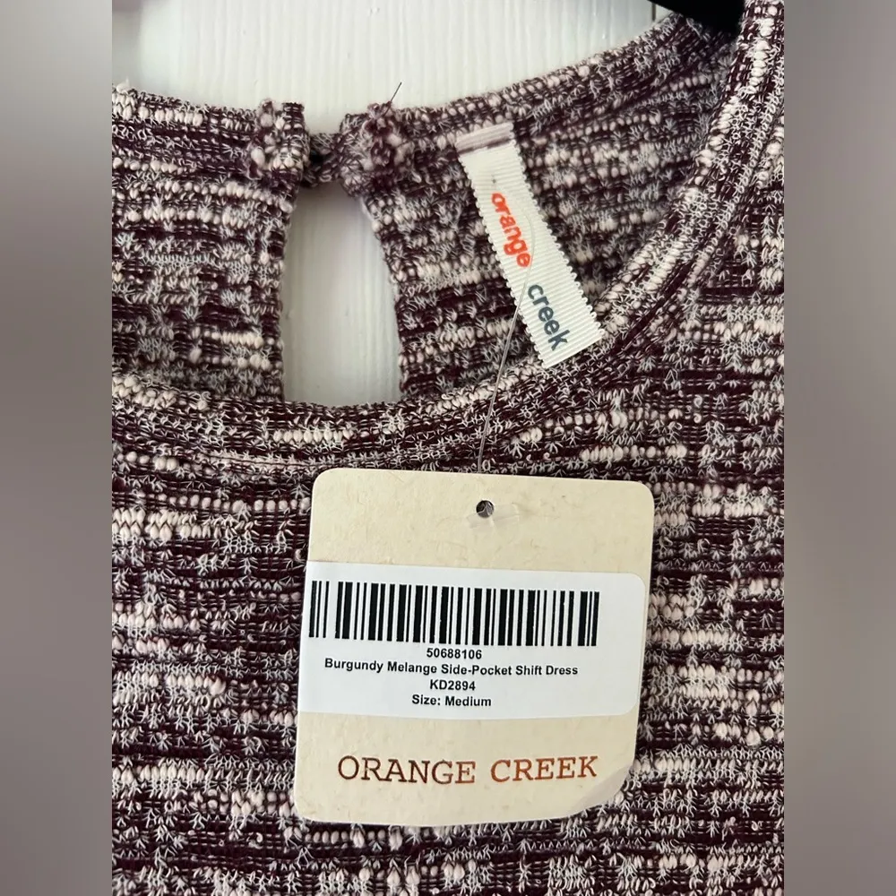 Orange Creek - Burgundy Melange - Side-Pocket - Shift Dress - Size Medium NEW-WT - Image 4