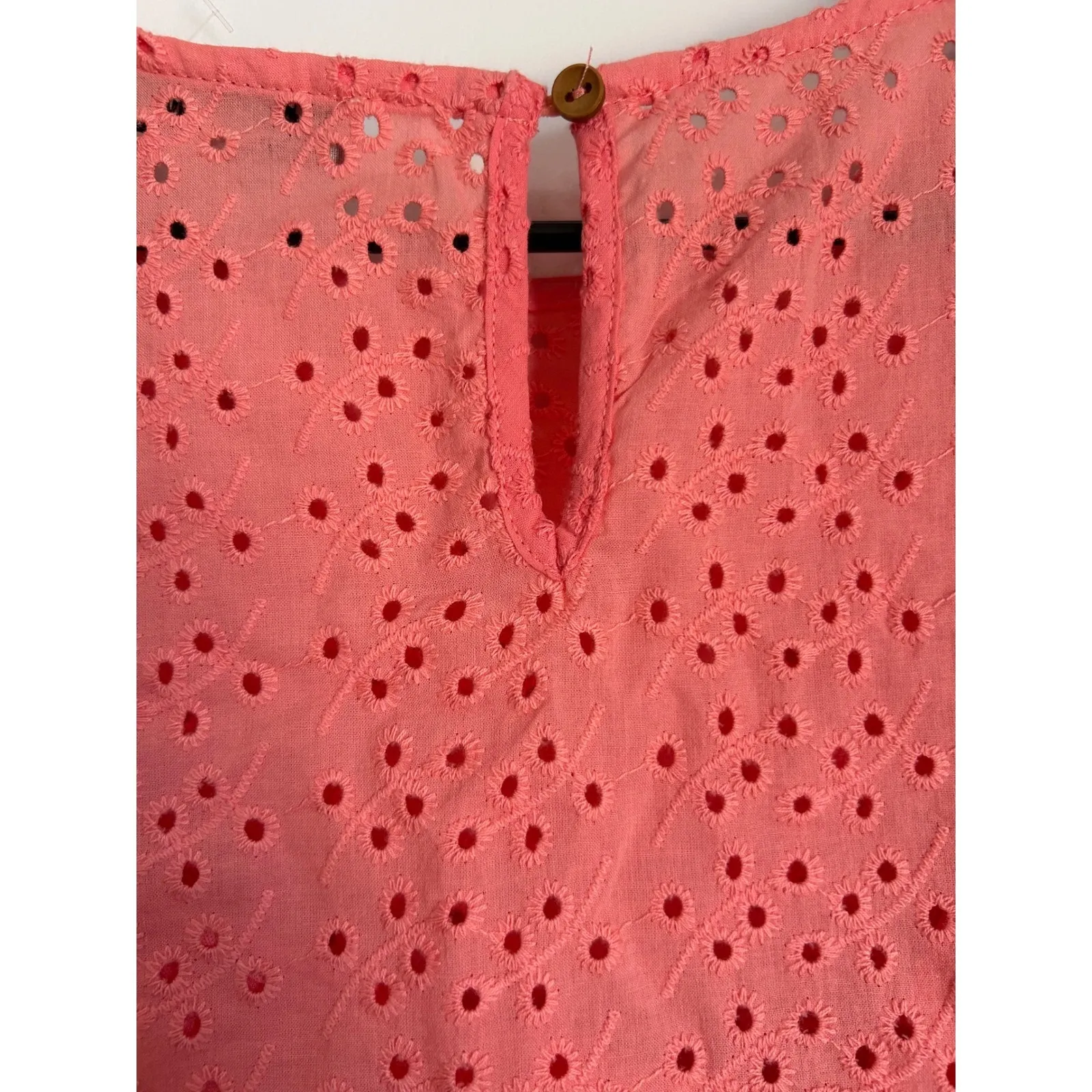 NEW Nanette‎ Lepore 100% Cotton Womens Pink Embroidered Floral Eyelet Top sz L - Image 4